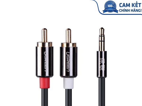 Cáp Audio 3,5mm ra 2 đầu RCA dài 5m chính hãng Ugreen 10591 cao cấp