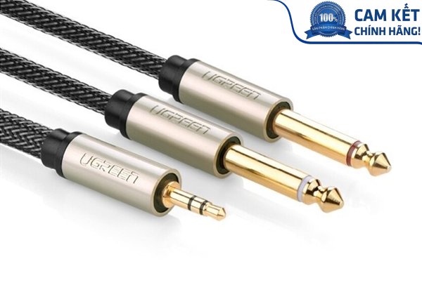 Cáp Audio 3.5mm to 2 đầu 6.35mm dài 2m Ugreen 10615 mạ vàng cao cấp