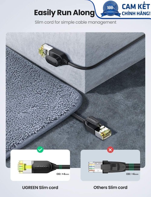 Cáp mạng Cat7 Ultra Slim dài 1,5M băng thông 10Gbps 600MHZ Ugreen 80416 cao cấp