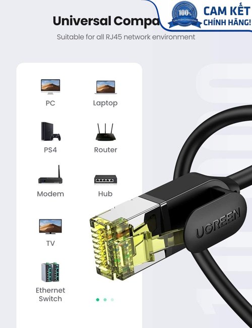 Cáp mạng Cat7 Ultra Slim dài 1,5M băng thông 10Gbps 600MHZ Ugreen 80416 cao cấp