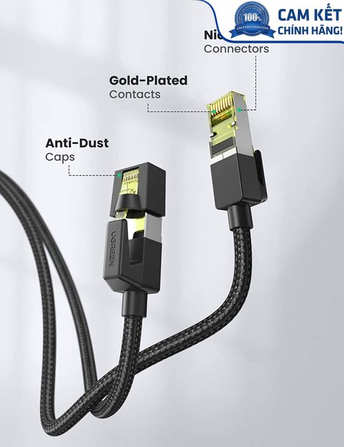 Cáp mạng Cat7 vỏ bọc Nylon dài 2M băng thông 10Gbps 600MHZ Ugreen 80423 cao cấp