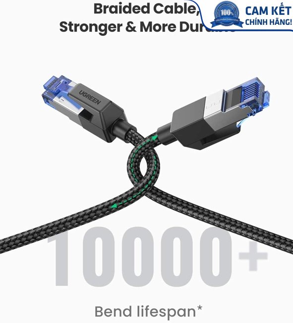 Cáp mạng Cat8 đúc sẵn bọc dù dài 10M Ugreen 30795 cao cấp