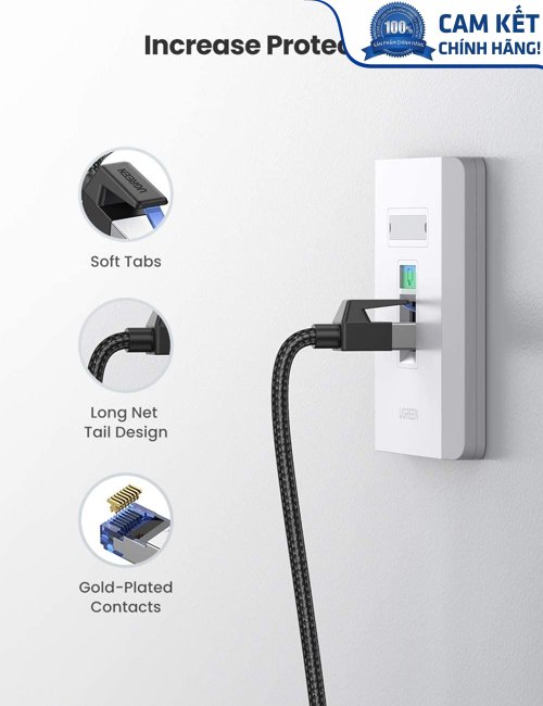 Cáp mạng Cat8 đúc sẵn bọc dù dài 10M Ugreen 30795 cao cấp