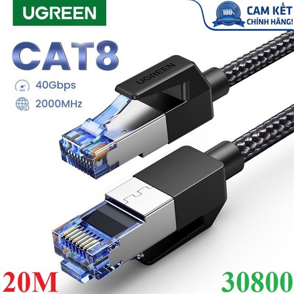 Cáp mạng Cat8 đúc sẵn bọc dù dài 20M Ugreen 30800 cao cấp