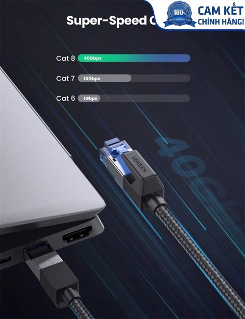 Cáp mạng Cat8 đúc sẵn bọc dù dài 5M Ugreen 80433 cao cấp