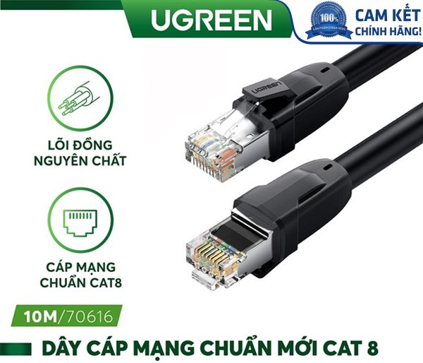 Cáp mạng Cat8 đúc sẵn dài 10M 26AWG Class S/FTP Ugreen 70616 cao cấp