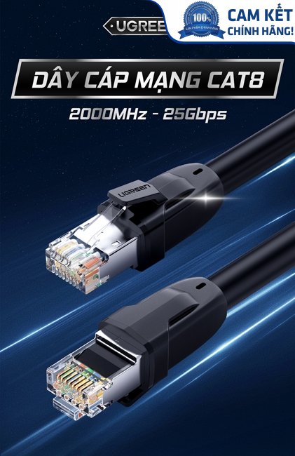 Cáp mạng Cat8 đúc sẵn dài 10M 24AWG Class S/FTP Ugreen 70616 cao cấp