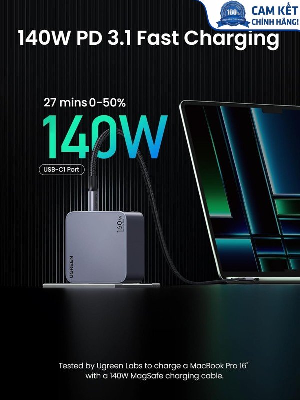 Củ sạc nhanh 4 cổng PD 3.1 GaN Nexode Pro 160W PPS cắm tường Ugreen 25876 X763 cao cấp