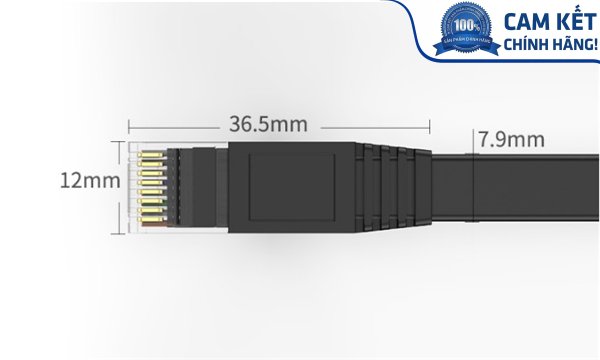 Dây cáp mạng đúc sẵn dẹt Cat6 dài 12m 26AWG Ugreen 50179 cao cấp (màu đen)