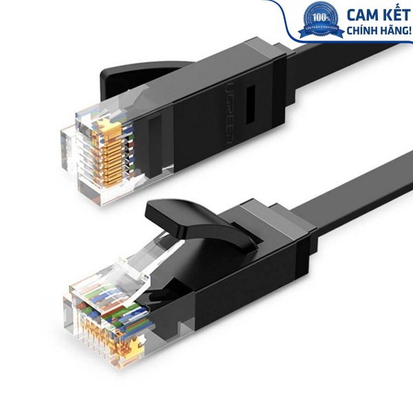 Dây cáp mạng đúc sẵn dẹt Cat6 dài 30m 26AWG Ugreen 50182 cao cấp (màu đen)
