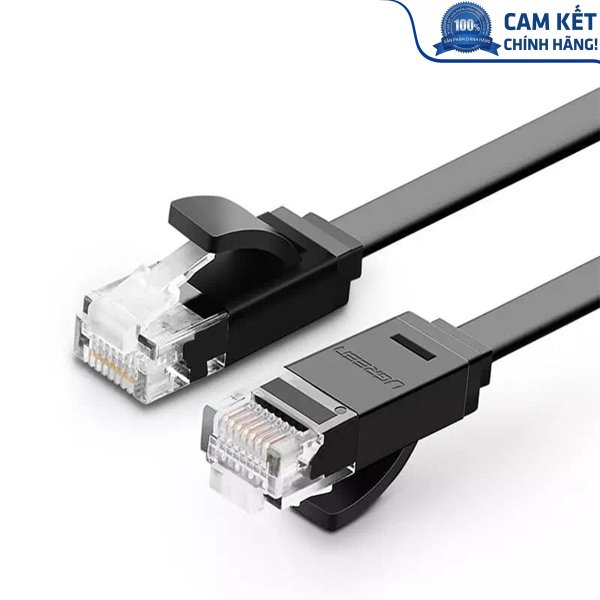 Dây cáp mạng đúc sẵn dẹt Cat6 dài 30m 26AWG Ugreen 50182 cao cấp (màu đen)
