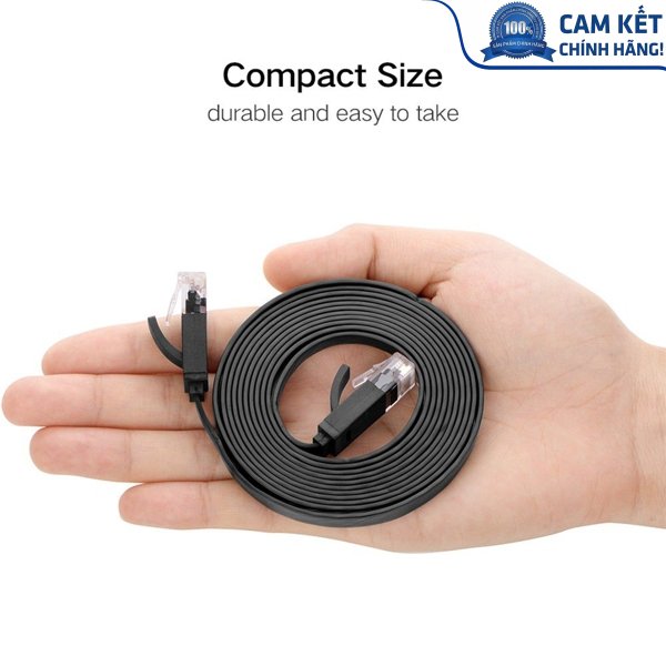 Dây cáp mạng đúc sẵn dẹt Cat6 dài 30m 26AWG Ugreen 50182 cao cấp (màu đen)